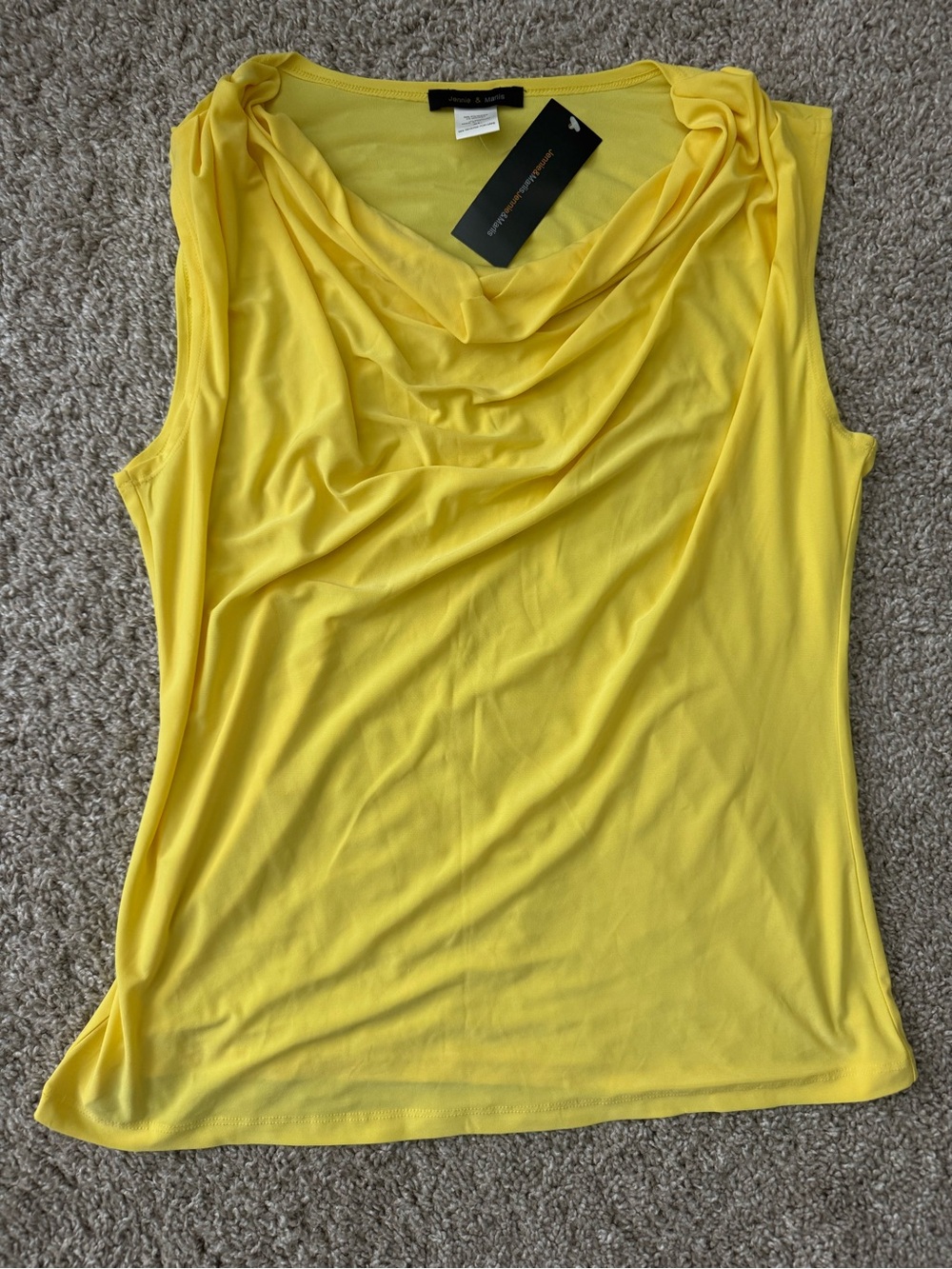 Yellow Sleeveless Cowl Neck Top